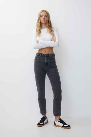Basic mom jeans Anthracite Grey